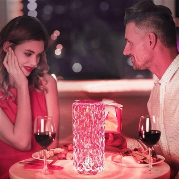 Crystal Table Lamp, Rose Lamp with Touch Remote Control, 16 Color Changing - Picture 4 of 6